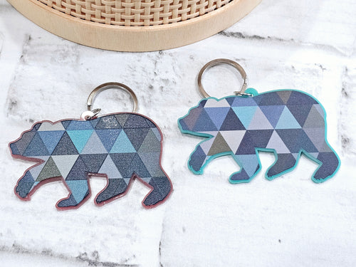 Acrylic Bear Keychain with Geometric Design Inspired Daisy Designs