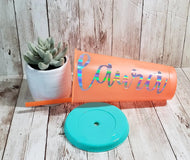 Personalized Color Changing Tumbler Cup with Lid and Straw Inspired Daisy Designs