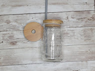 Can Glass Cup with Lid Inspired Daisy Designs
